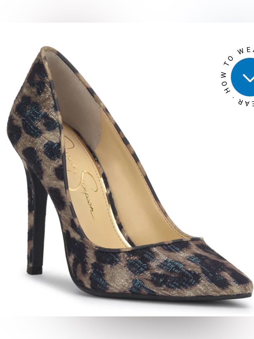 Jessica Simpson Leopard Print Pointed Toe Pump - Brown/Black/Teal
